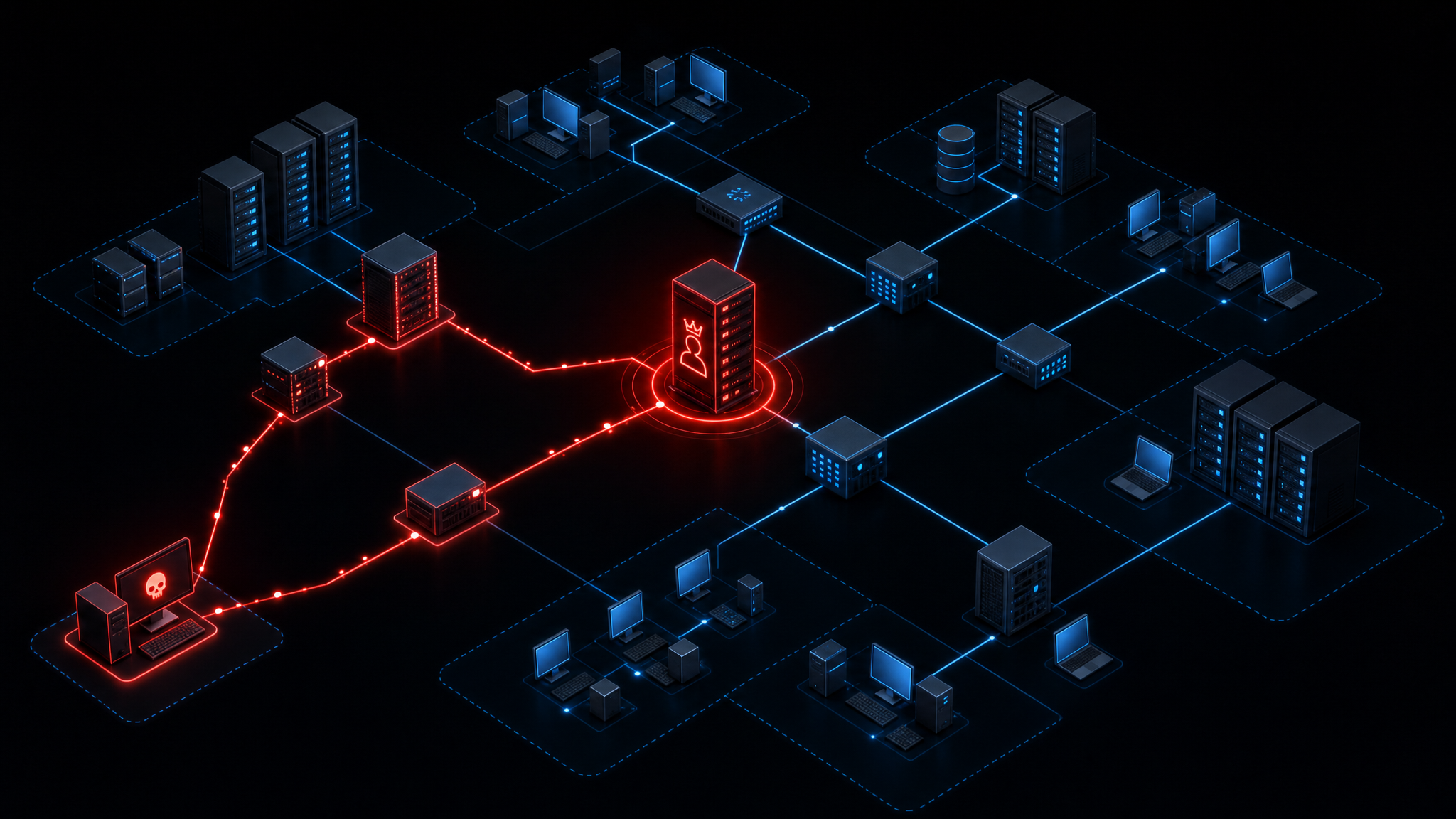 Attack path visualization showing lateral movement to Domain Admin
